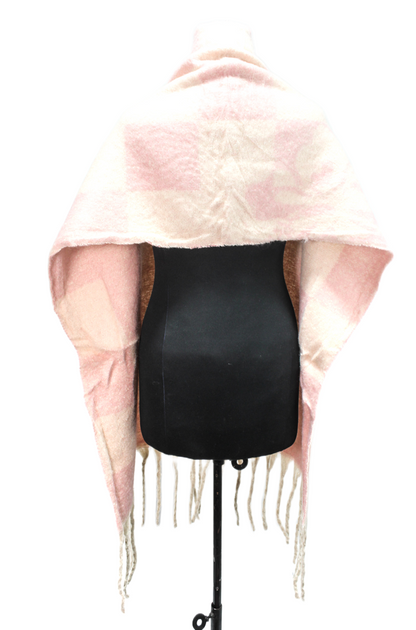 Canvas Checked Shawl – Light Pink & Cream