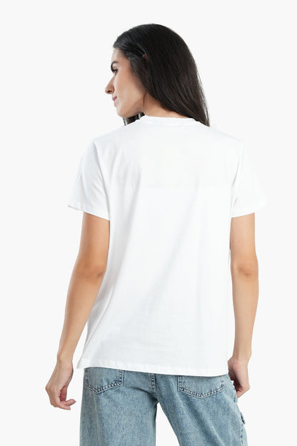 Girls Print White T-Shirt