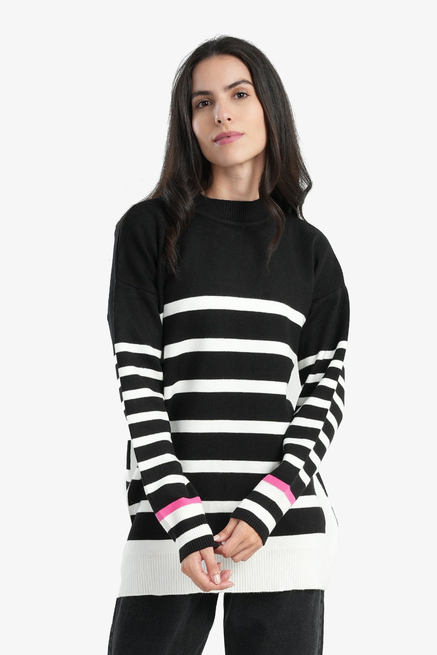 Pullover with White Stripes