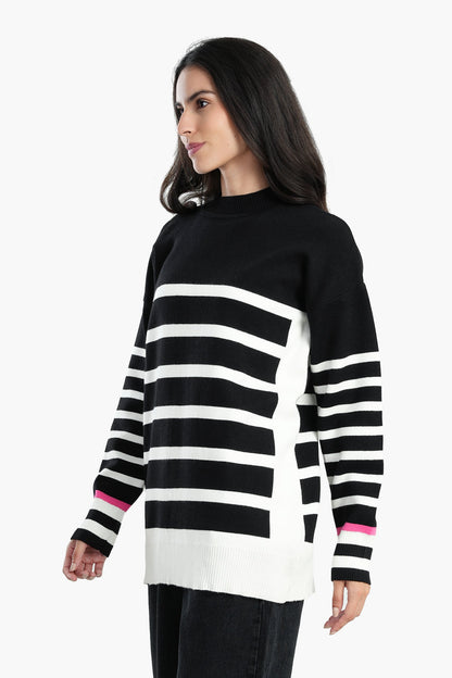 Pullover with White Stripes