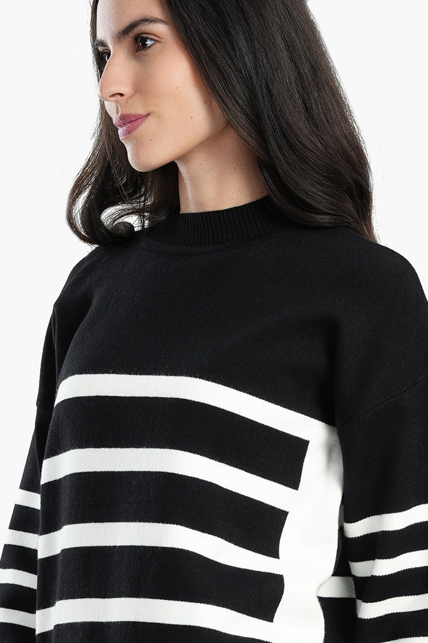 Pullover with White Stripes