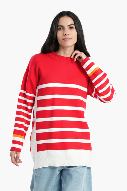 Pullover with White Stripes