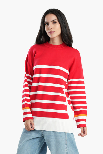 Pullover with White Stripes