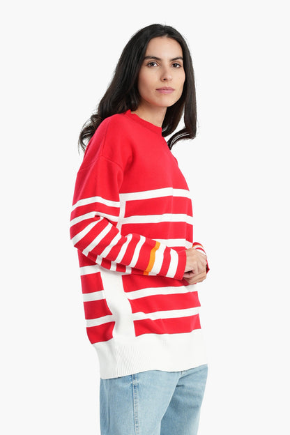 Pullover with White Stripes