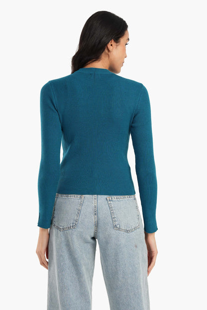 Mock Neck Ribbed Pullover