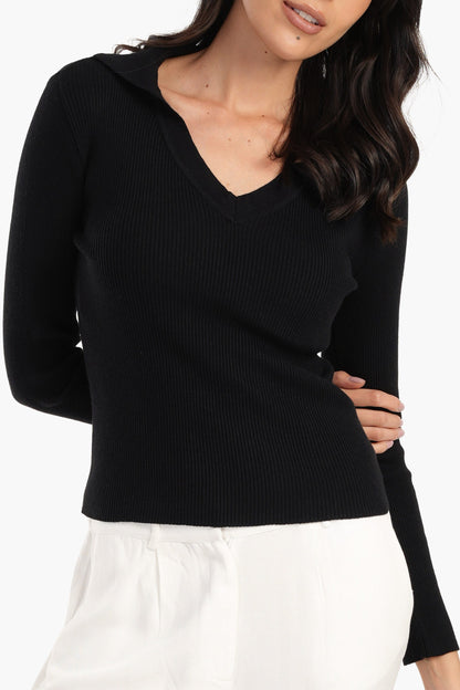 Johnny Collar Ribbed Pullover