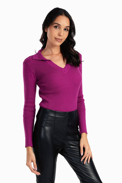 Johnny Collar Ribbed Pullover