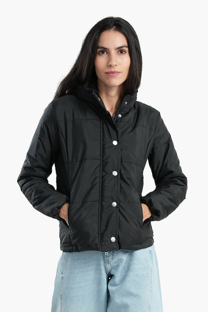 Puffed Hooded Jacket - Black