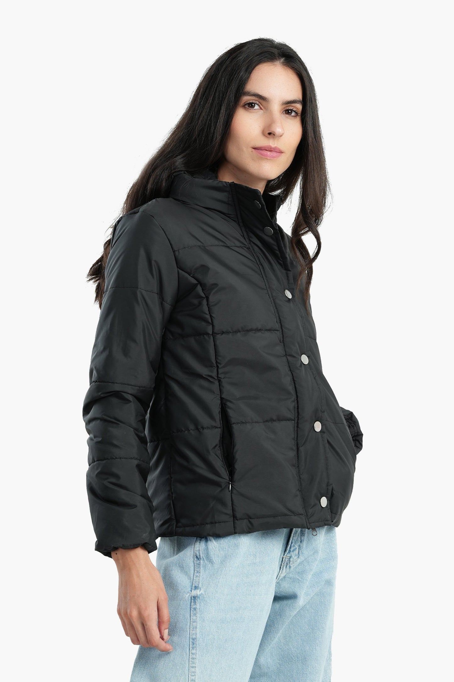 Puffed Hooded Jacket - Black