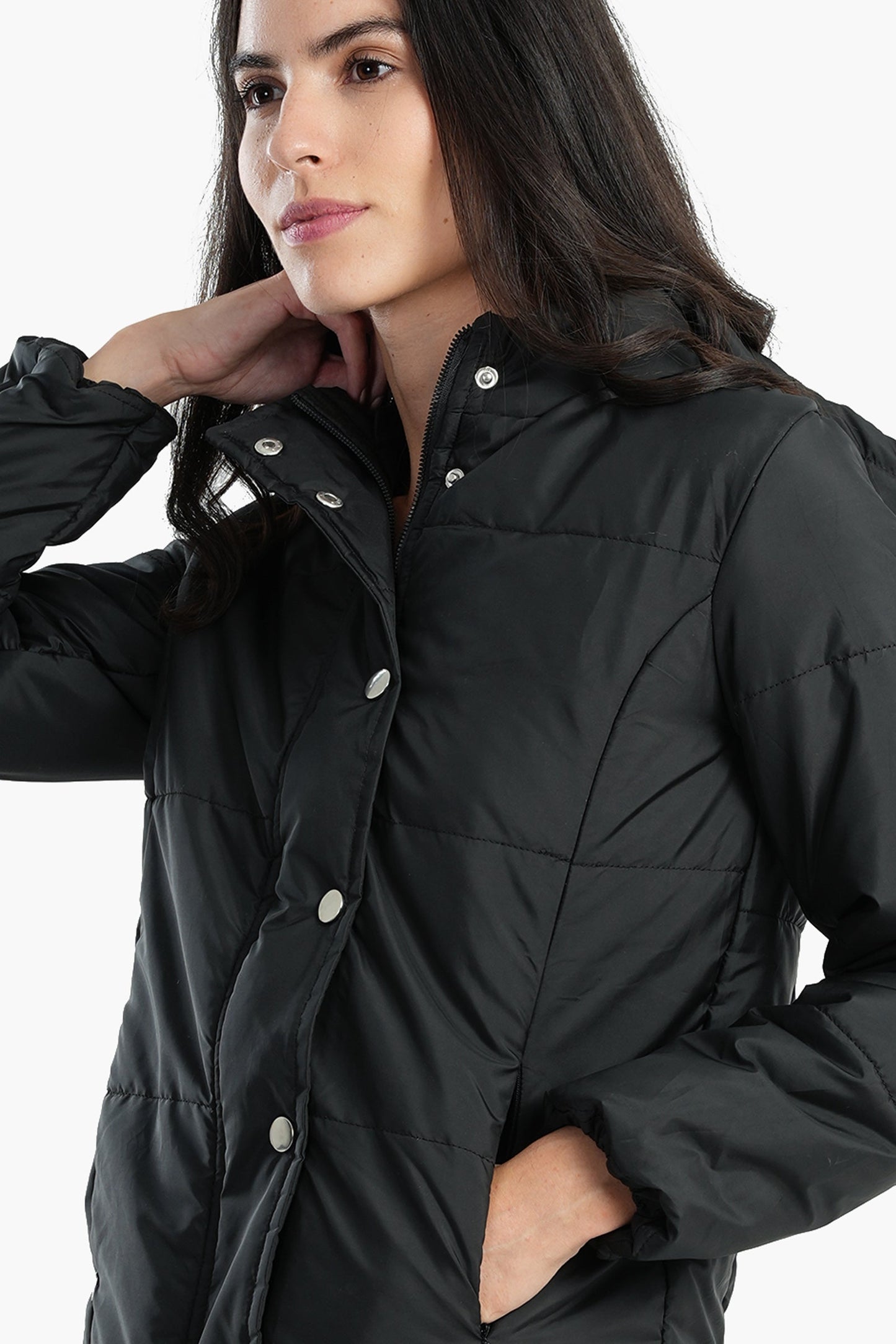 Puffed Hooded Jacket - Black