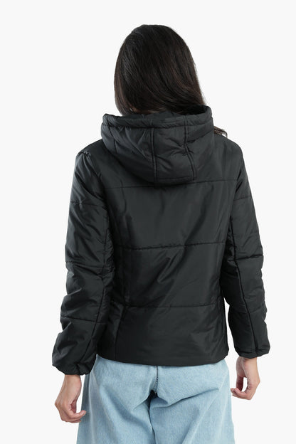 Puffed Hooded Jacket - Black