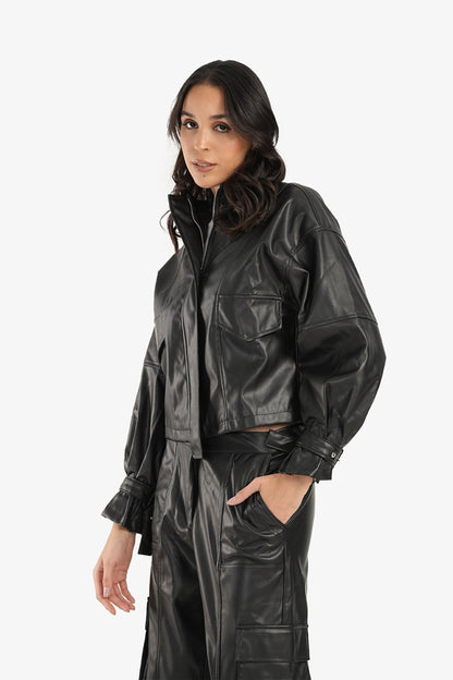 Leather Jacket with Full Zipper