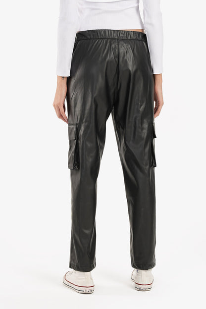 Black Leather Baggy Pants