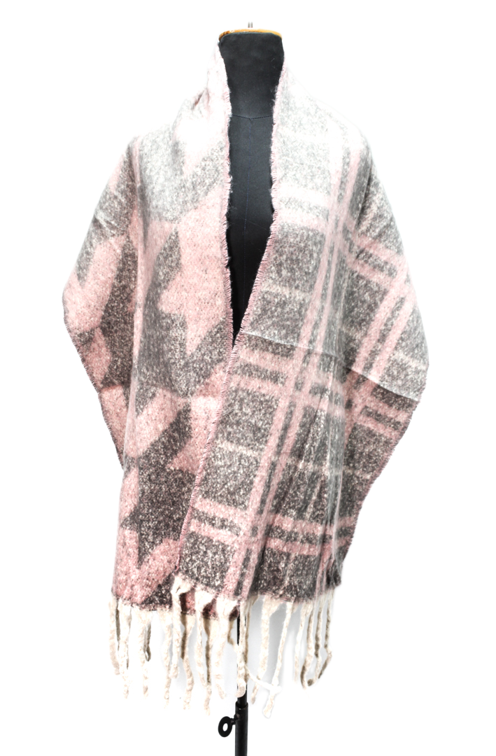 Canvas Plaid Shawl – Pink & Grey