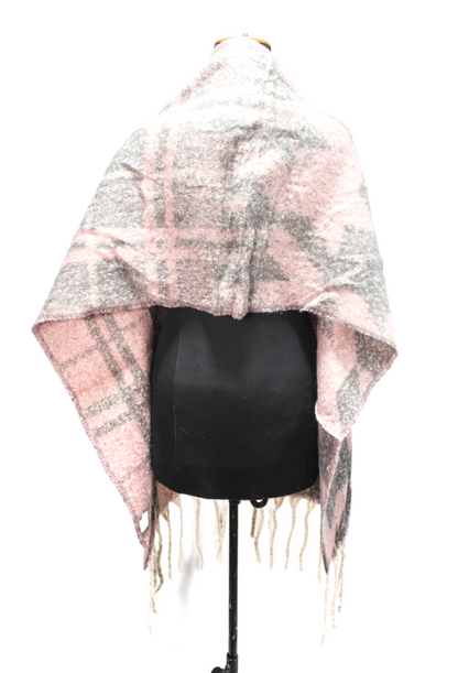 Canvas Plaid Shawl – Pink & Grey