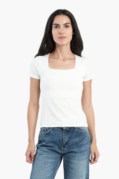 Cotton Square Neck Top