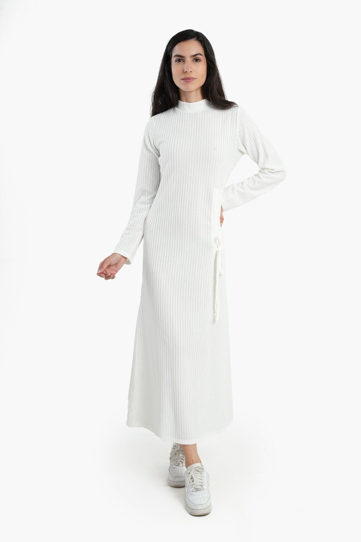 Ribbed Dress in Mock Neckline