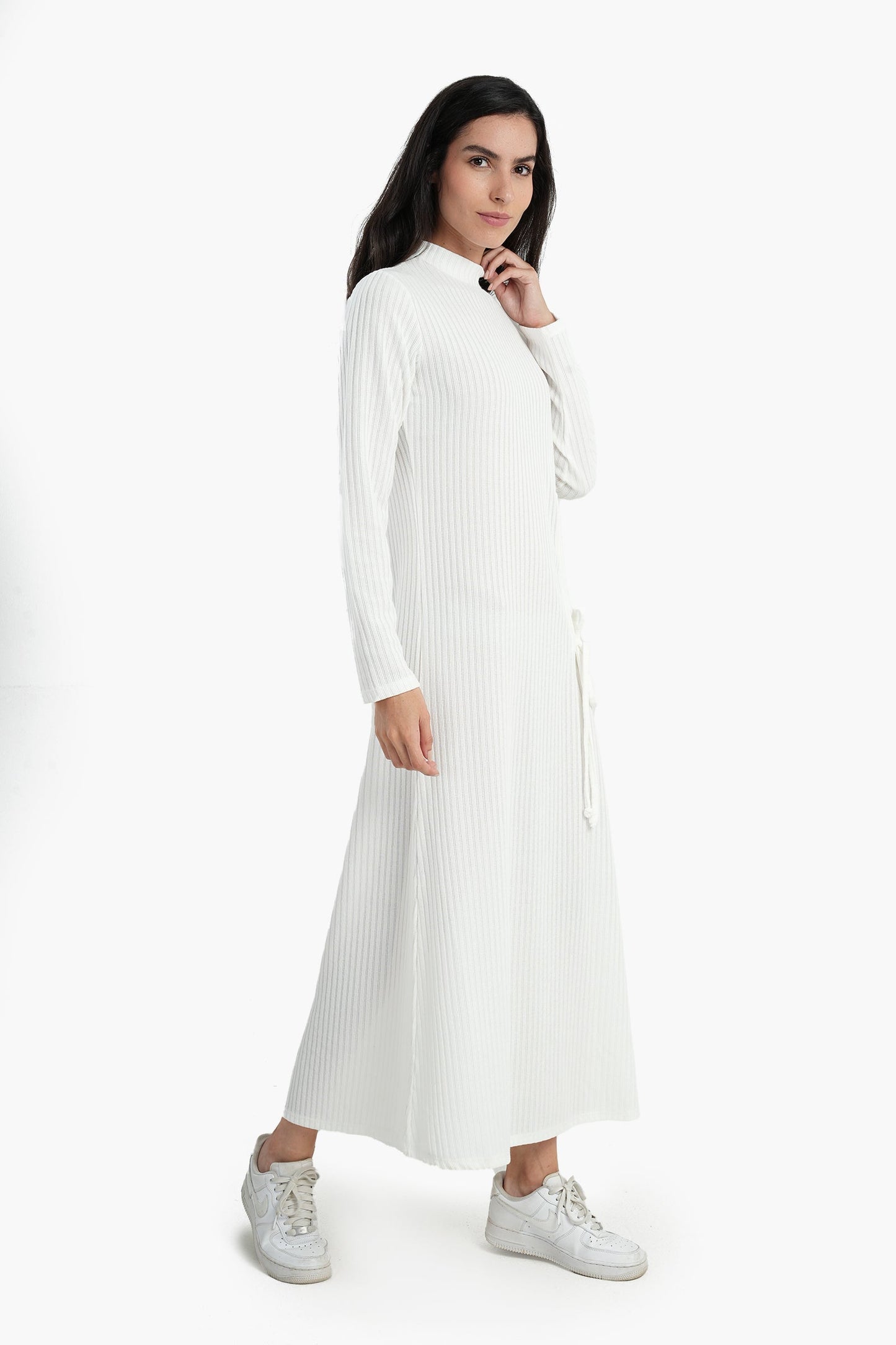 Ribbed Dress in Mock Neckline