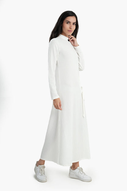 Ribbed Dress in Mock Neckline