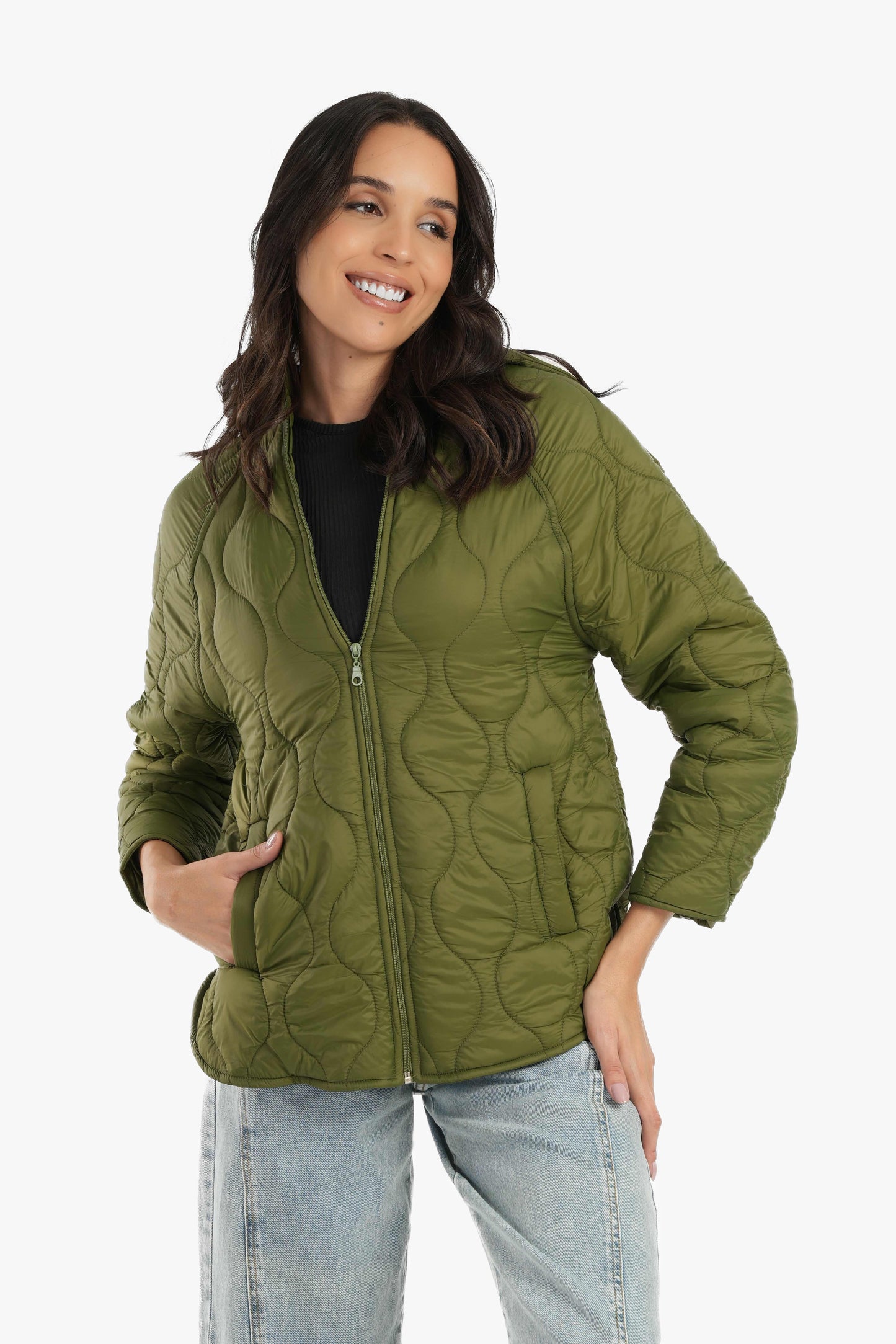 Olive Green Quilted Jacket