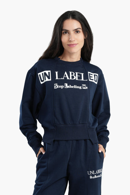 Navy Printed Lounge Sweatshirt