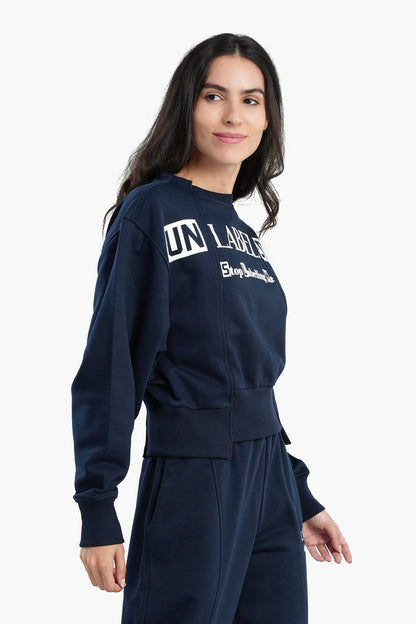 Navy Printed Lounge Sweatshirt