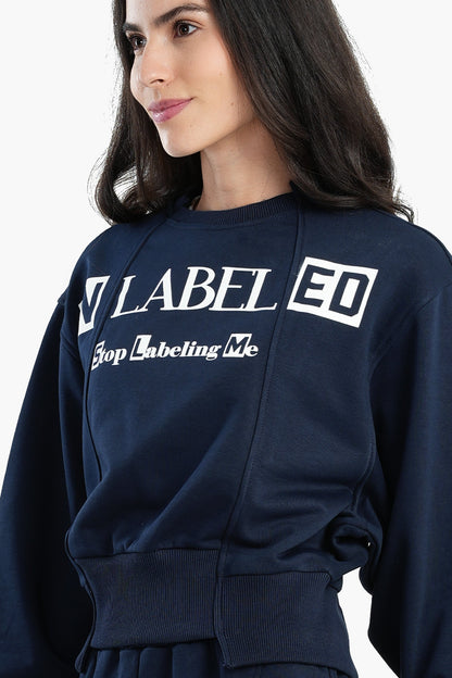 Navy Printed Lounge Sweatshirt