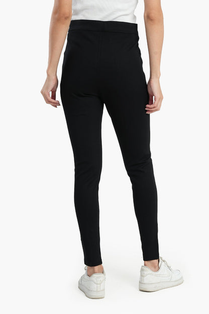 Cotton Blend Black Leggings