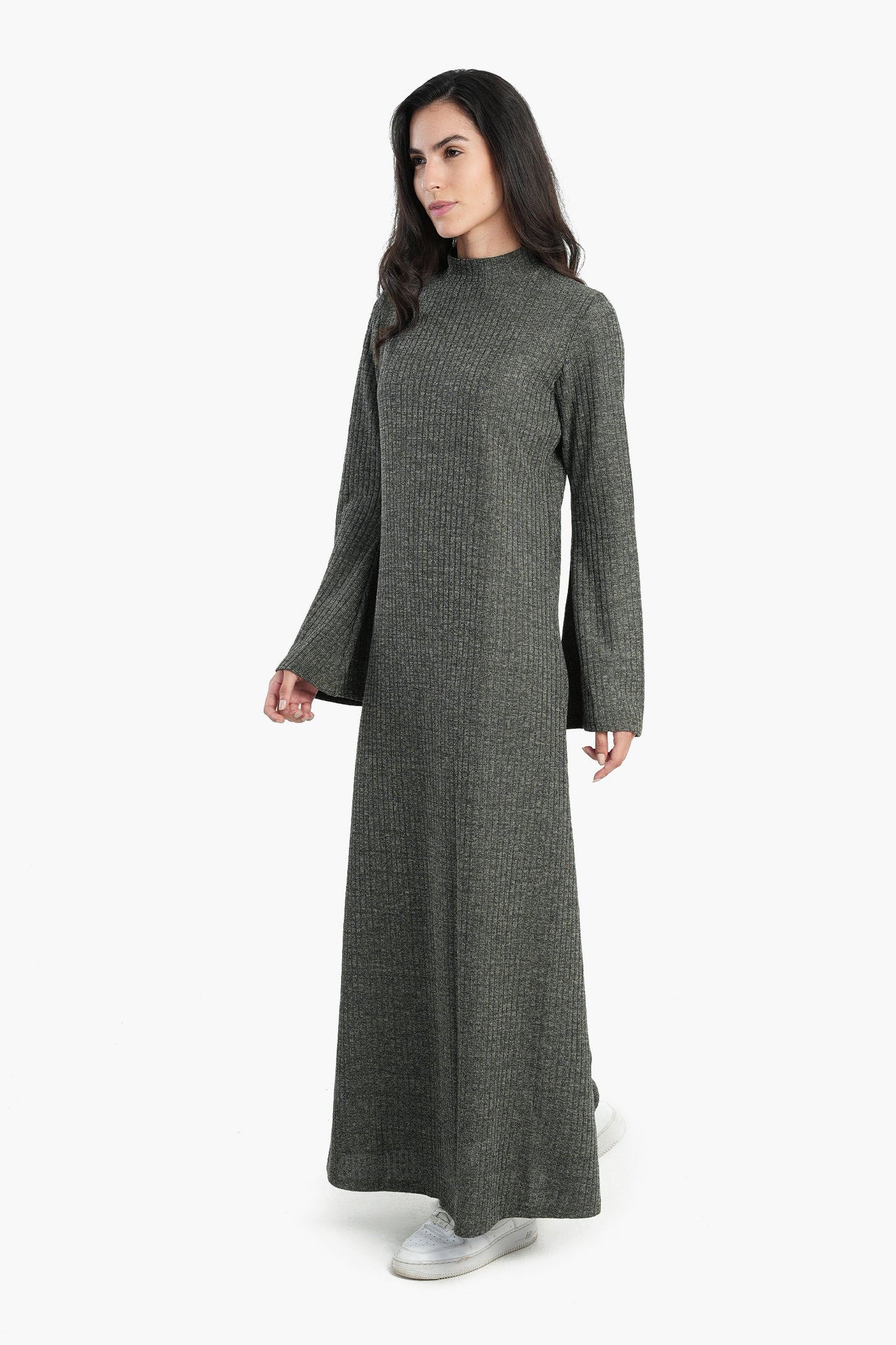 Dress with Long Flared Sleeves