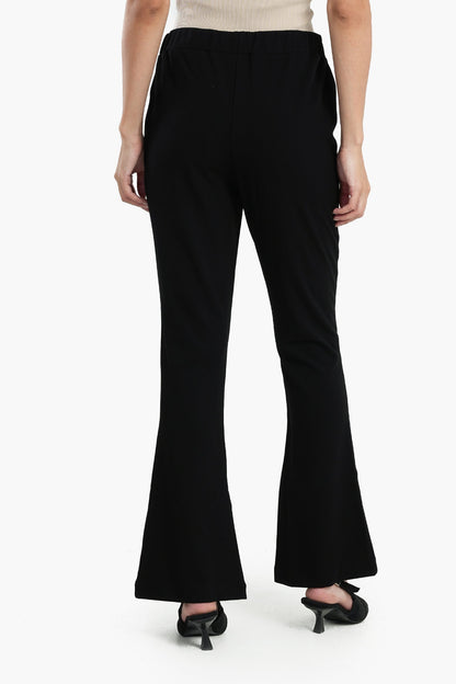 Black Flare Pants with Slits