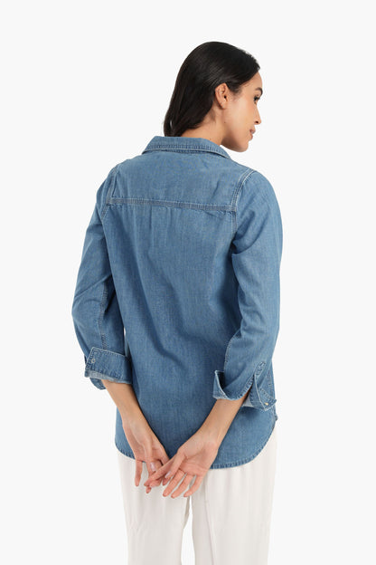 Denim Shirt with Snap Buttons