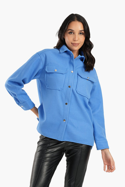 Blue Fleece Oversized Shirt