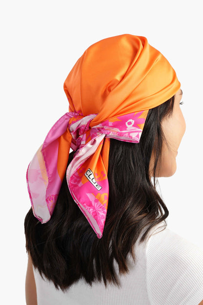 Satin Orange Printed Scarf