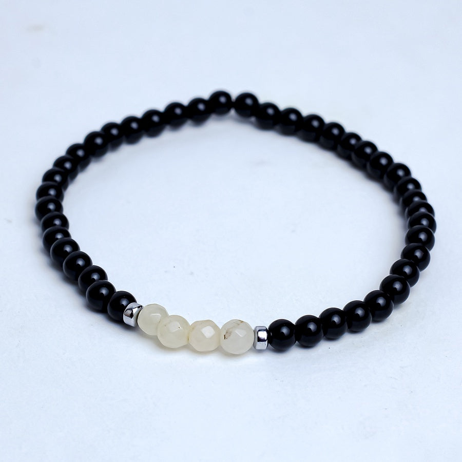 Milky Quartz Beaded Bracelet – Black