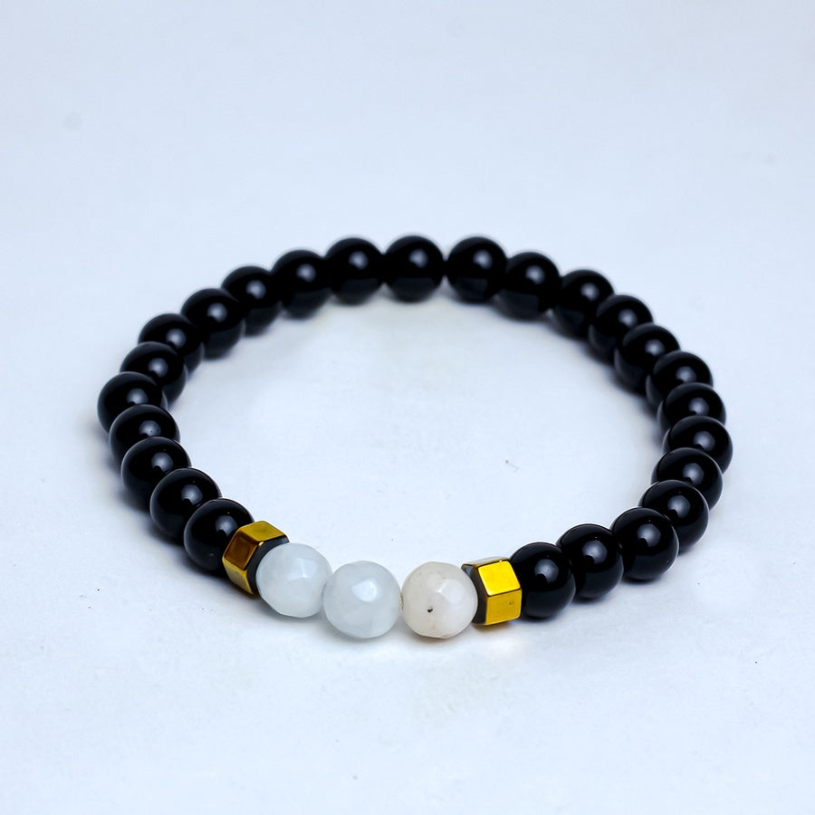 White Trio Beaded Bracelet – Black