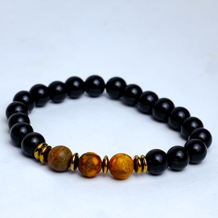 Amber Trio Beaded Bracelet – Black