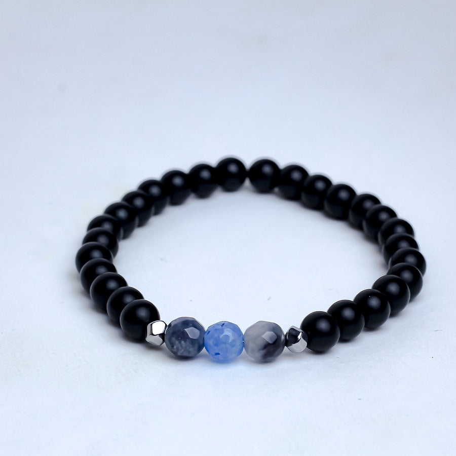 Blu-Ray Beaded Bracelet Faceted Trio – Black & Blue