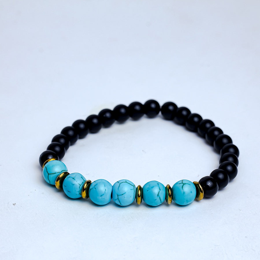 Tirquonix Bracelet – Black Onyx & Turquoise with Gold Accents