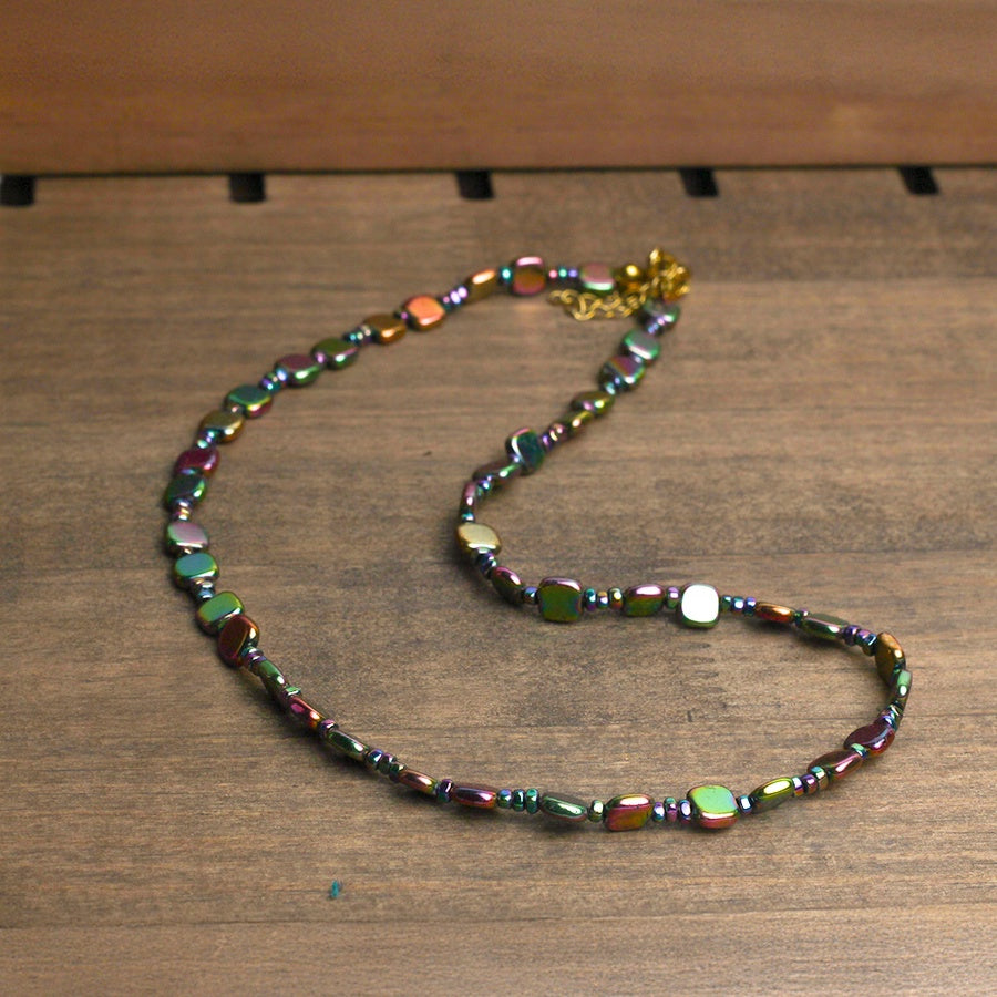 Prismatic Hematite Beads Necklace – Multicolor