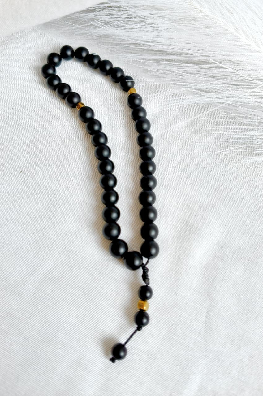 Onyx Beads & Silver Accents Misbaha – Black
