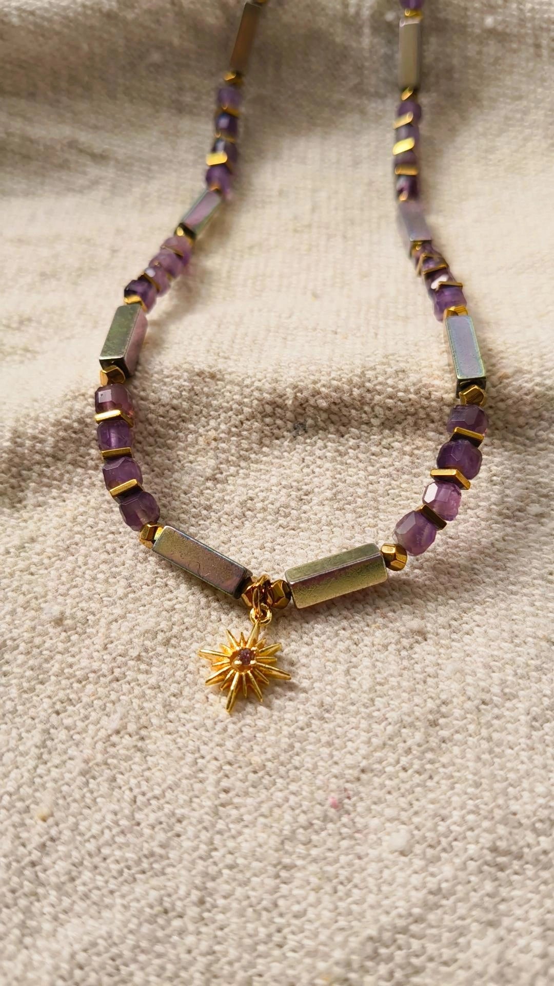 Amethyst & Hematite Necklace – Lilac