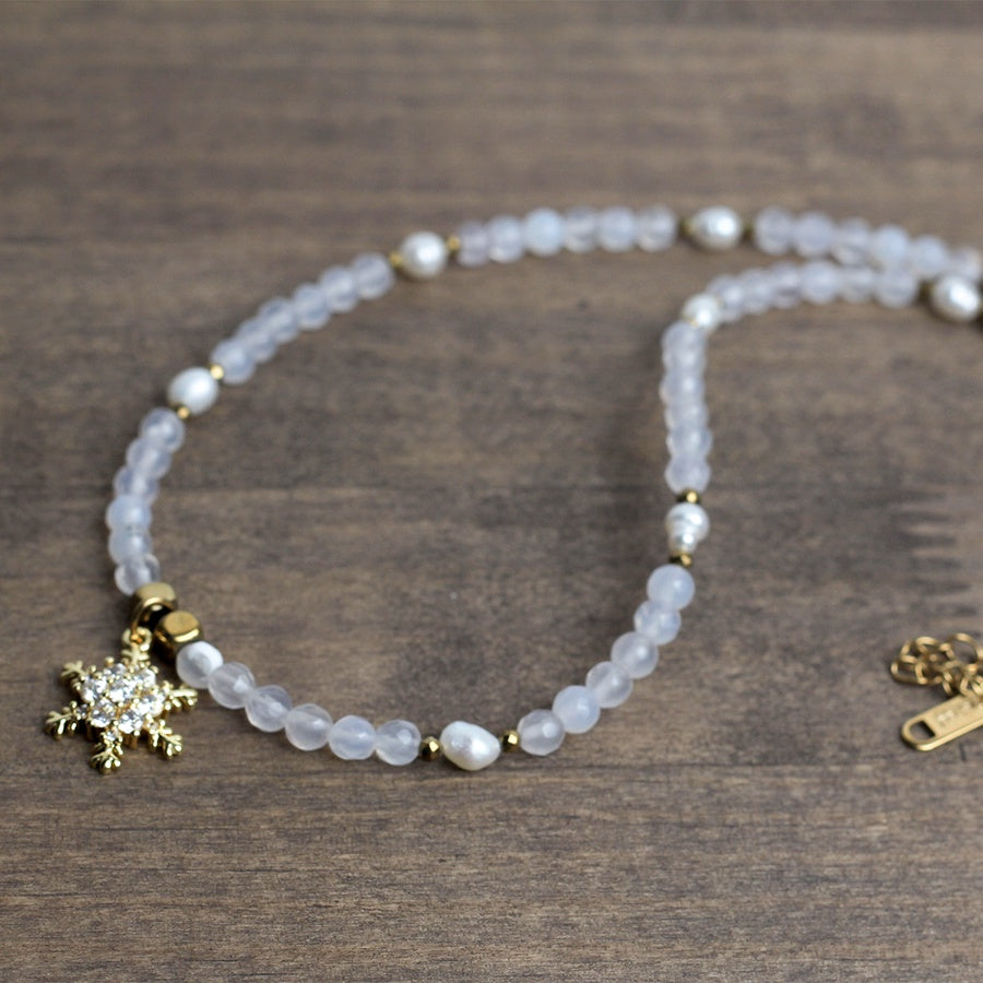 Crystal Snowflake Charm Necklace – White