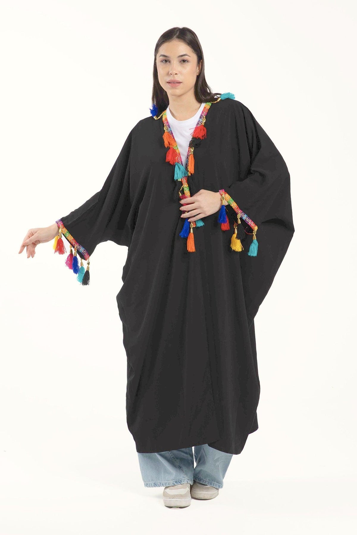 Kimono with Colorful Tassels