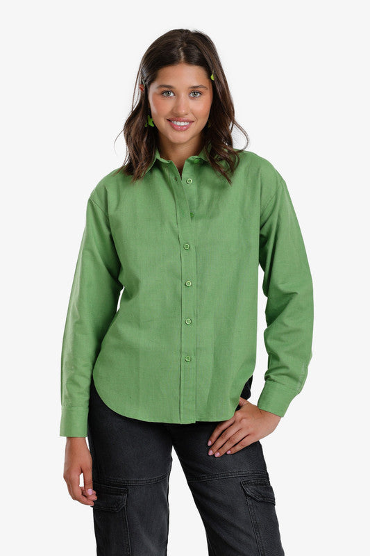 Solid Classic Button Shirt – Light Mint Green