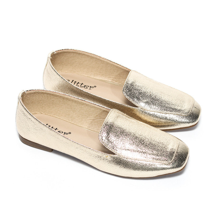 Squared Toe Ballerina - Gold