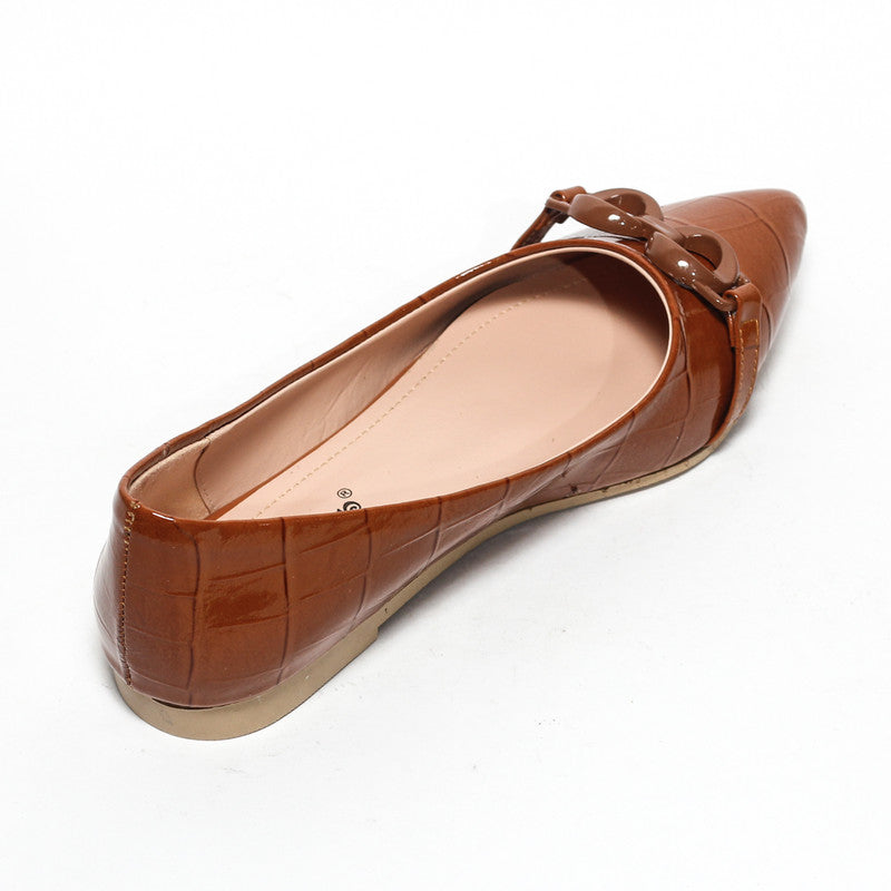 Women Flat Ballerina from Glitter - Camel