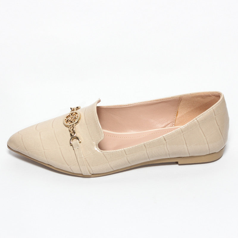 Women Flat Ballerina from Glitter - Beige