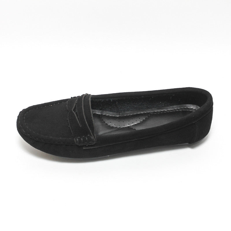 Glitter Women Suede Ballerina - Black