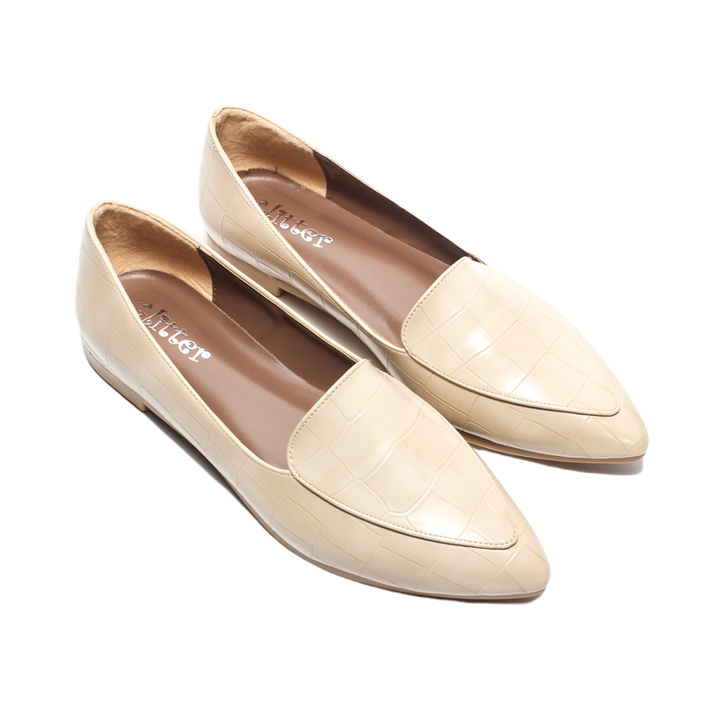 Glitter Women Ballerina - Beige