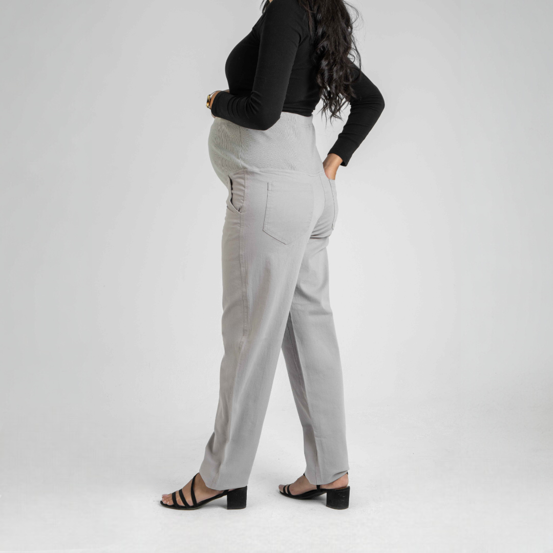 Cotton Gabardine Solid Maternity Pants